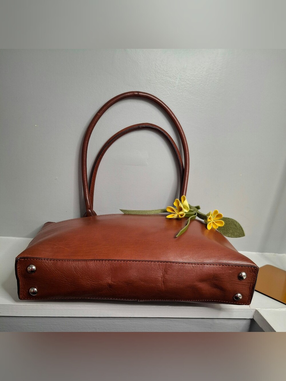 HOBO International British Brown Leather Shoulder Tote Bag Vintage Y2K - Picture 5 of 7